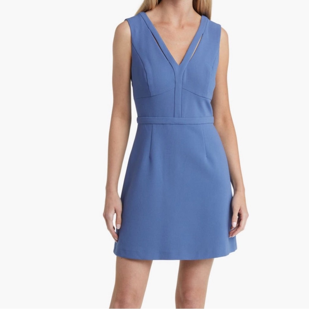 French Connection Blue A-Line V-Neck Dress